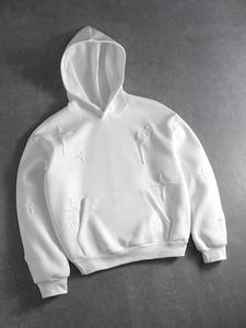 Unisex <b>White</b> Oversized Embroidered Breathable Winter Pullover <b>Hoodie</b> Cotton Fleece Blank Casual Streetwear - Product Image 5