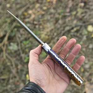 Cuchillo Bowie de Caza de Hoja Fija de Acero 1095 Forjado a Mano, 12 Pulgadas de Longitud Total, Mango de Piña, Hoja con Punta Caída - Product Image 5