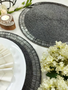 Handmade Needlework Pewter <b>Grey</b> Beaded Place mat For <b>Table</b> Decor by Creative Art Zone - Product Image 3