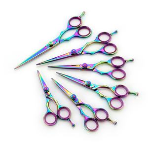 Ciseaux de coiffure professionnels en gros, multi-revêtements, pour barbier et salon, en acier inoxydable avec vis réglable - Product Image 4