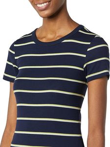 Camiseta de Mujer, Cuello en V, 100% Algodón Jersey, Azul Marino, Manga Corta, Corte Regular, Transpirable, para Todas las Temporadas - Product Image 4