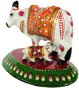 Artisanat Métallique : Ensemble Bébé Vache Religieux Indien Fait Main avec Émail – Artisanat Nirmala – Cadeau d'Entreprise Décoratif pour Table et Bureau - Product Image 4