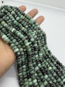 Perles Rondelles d'Émeraude Naturelle 8mm, Fil de 16 Pouces, Pierre Précieuse Verte pour la Fabrication de Bijoux, Fournisseur en Gros - Product Image 3