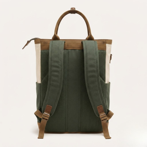 Jute Tote Backpack Eco Friendly Convertible Large Capacity Olive Green Cream Shoulder <b>Bag</b> Reusable Travel Outdoor Daypack Top - Product Image 2