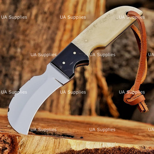 Couteau de chasse EDC à lame fixe en acier inoxydable forgé à la main, style bec d'oiseau, avec manche en os de chameau et résine, couteaux OEM ODM avec étui - Product Image 2