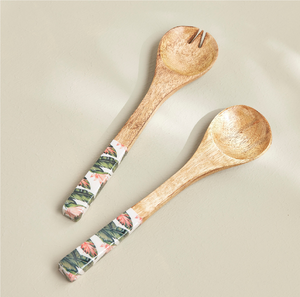 Cuillère/Fourchette en Bois Émaillé Imprimé – Meilleur Design avec Manche à Motif Feuille de Palmier – Vaisselle Émaillée Imprimée Écologique – Cuillère à Salade - Product Image 6