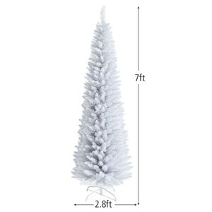 Albero di Natale Artificiale a Forma di Matita con Supporto Pieghevole in Metallo da 7 Piedi, Categoria Prodotti Alberi di Natale - Product Image 6
