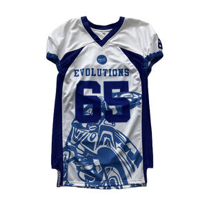 เสื้อฟุตบอลอเมริกันแบบกำหนดเองสำหรับผู้ชายและผู้หญิง ปรับแต่งชื่อทีม หมายเลข โลโก้ ระบายอากาศได้ดี แห้งเร็ว ผลิตจากโพลีเอสเตอร์ 100% - Product Image 1