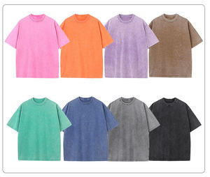 Camisetas de Hombre con Lavado Ácido, Estilo Vintage, Lisas, Personalizables con Logotipo de Fábrica, 7 Colores, Algodón Premium, Estilo Urbano, Corte Holgado para Hombre - Product Image 1