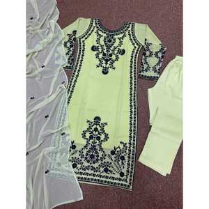 ล่าสุดผ้าจอร์เจียปักลายทำงานด้านบนด้านล่างพร้อม dupatta pista - Product Image 1