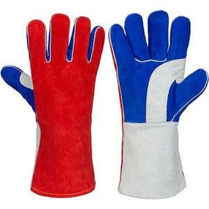 Guantes de Soldadura Industriales de Alta Resistencia, Reforzados con Piel de Vacuno, Resistentes a la Abrasión, para Barbacoa, Protección para las Manos - Product Image 1