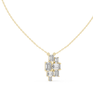 10K Geometric Emerald Cut Diamond Pendant <b>Necklace</b> From Diamond Jewels - Product Image 3
