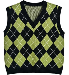 Pull respirant à séchage rapide, col en V, sans manches, pull en tricot rayé de style universitaire pour hommes, pour un style de vie actif et les voyages - Product Image 1