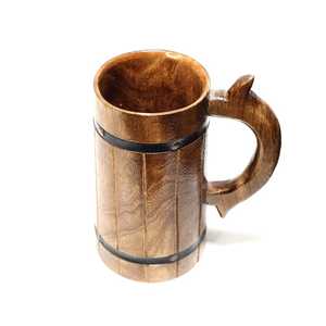 Taza de Cerveza de Madera Estilo Vintage, Hecha a Mano, Taza de Cerveza de Madera con Asa Resistente para Pub, Taberna, Restaurante - Product Image 5