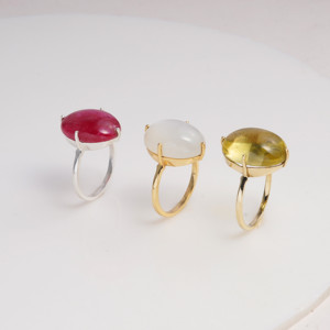 Brass Gemstone <b>Ring</b> Lemon <b>Quartz</b> Bezel Set Oval Statement <b>Ring</b> Handmade Glam Women's Jewelry Wholesale Gift - Product Image 3