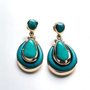 ต่างหูรูปหยดน้ำสีเทอร์ควอยซ์ |   เงินแท้ 925 ชุบทอง 18K |   ต่างหูแบบห้อยขนาด 5 นิ้ว 15 กรัม |   ของขวัญชุดแต่งงานสำหรับเธอ - Product Image 6