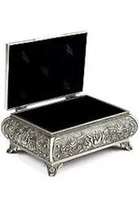 Boîte à bijoux de luxe en métal doré émaillé avec accent en strass de cristal, motif floral, coffret de rangement ovale pour souvenirs, organisateur, coffre - Product Image 2
