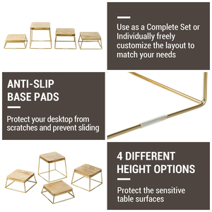 MyGift Ensemble de buffet à étages en bois et or de style fermier, 4 pièces, best-seller, décorations de fête pour mariages et événements, présentoirs à desserts - Product Image 4