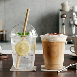 QUANG QUAN Disposable PP Single Wall <b>Cups</b> 16/20/24oz with 95mm Lid Transparent <b>Plastic</b> <b>Cup</b> for Beverages Juices Smoothies Party - Product Image 1