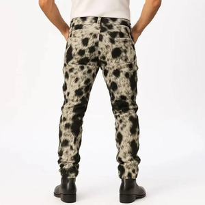 Pantalon en cuir de vachette véritable avec fourrure pour homme, style streetwear, western et motard - Product Image 6