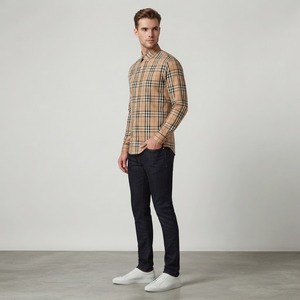 Factory Wholesale Custom Logo Autumn Warm Hooded Plush Long Sleeve Plaid Fleece Lined 100% Cotton <b>Men's</b> <b>Flannel</b> <b>Shirt</b> - Product Image 1