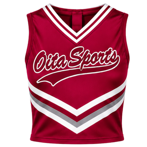 Maroon Cheer <b>Shirt</b> Sleeveless Sports Team Uniform Top Performance Training Cheerleading Athletic Wear Competition Clothing - Product Image 2