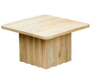 Mesa de Centro Moderna de Lujo, Fabricada en Madera de Mango Sólida, con Base Cuadrada Escalonada y Acabado Natural - Product Image 1