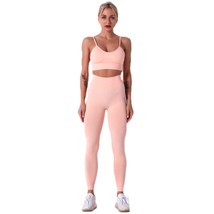 Seamless Yoga Set High Waisted <b>Leggings</b> and Sports Bra Two Piece Workout Outfit Breathable Fitness Clothing for Women Gym Wear - Product Image 2