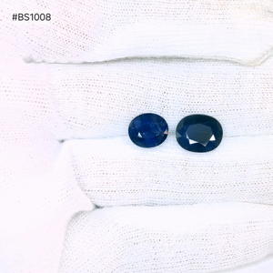 พลอยแซฟไฟร์สีน้ำเงินธรรมชาติ 100% คุณภาพพรีเมียมชั้นเยี่ยม รูปทรงวงรี คู่หนึ่ง คันชานา ผ่านการอบความร้อน 2 เม็ด น้ำหนัก 9.51 กะรัต พลอยหลวมสำหรับทำเครื่องประดับตามสั่ง - Product Image 1