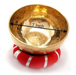 Cuenco tibetano budista hecho a mano al por mayor, de 7 pulgadas, para meditación, con varilla y cojín - Product Image 3