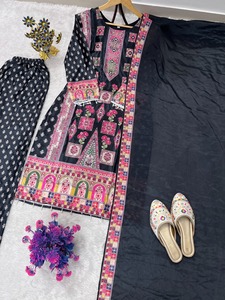 Designer Wear Trending Printed Top With Stone Work Palazzo And Dupatta Set For Women - Product Image 5