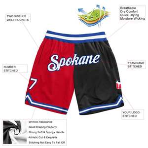 Custom Split Red Black Basketball Shorts <b>Men's</b> Two Tone Mesh Sports <b>Trunks</b> Stitched Team Uniforms Wholesale Quick Dry Gym Wear - Product Image 2