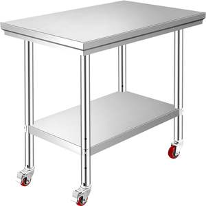 Tavolo da Lavoro per Cucina Commerciale 36x24 Pollici in Acciaio Inox con 4 Ruote, Fabbricazione in Acciaio Resistente - Product Image 1