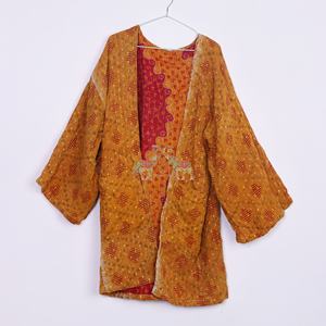 Kimono de algodón Vintage de colección de lujo para mujer chaqueta Kantha Floral con manga y cuello número de modelo personalizado requerido - Product Image 5