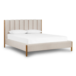 Lit plateforme rembourré moderne, taille Queen, tête de lit douce, style scandinave, cadre en bois - Product Image 3