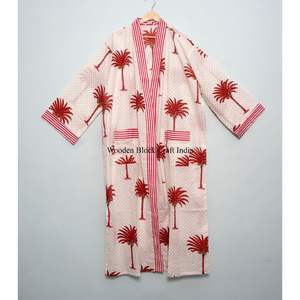 Robe kimono japonaise longue pour femme, 100% coton, imprimé floral numérique, peignoir bohème, peignoir léger pour femme - Product Image 2