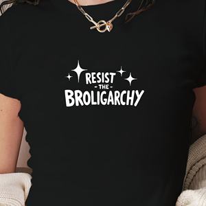 Camiseta corta de moda para mujer RESIST THE BROLIGARCHY - Product Image 1