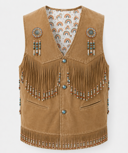 Chaleco de Cuero de Gamuza Estilo Vaquero Occidental para Hombre, Diseño Moderno con Flecos, Gran Venta |   Proveedor de Chalecos de Cuero Hechos a Mano de Primera Calidad - Product Image 1