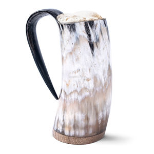 Best Quality Handmade Viking Horn <b>Mug</b> Stainless Steel <b>Insulated</b> Coffee <b>Mug</b> with Wooden Base Direct From India - Product Image 6