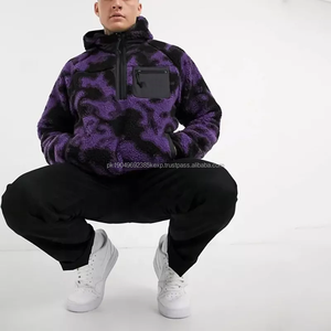 Sweat à capuche en sherpa pour homme, fermeture éclair, 100% coton, poche avant, style vintage numérique, style streetwear, séchage rapide, respirant - Product Image 6