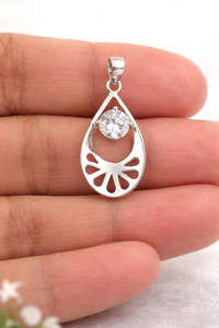 Colgante delicado hecho a mano con forma de pera, plata de ley 925, diamante, piedra preciosa, joyería elegante - Product Image 3