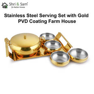 ชุดเสิร์ฟเครื่องดื่มเคลือบพีวีซีสแตนเลสสีทองสไตล์บ้านในฟาร์ม - Product Image 5