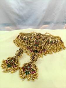 High Quality Brass Ethnic Traditional South <b>Indian</b> Temple Bridal Set Zircon Flower Design Rose Gold Plated Engagement Wedding - Product Image 2
