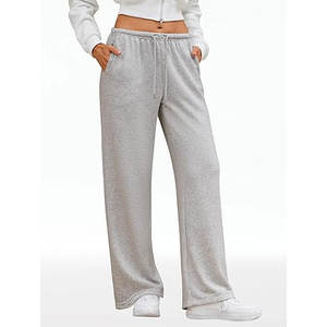 Pantalon de survêtement large pour femme, taille haute, coupe ample, avec cordon de serrage et poches, idéal pour la détente - Product Image 2