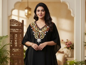 Cotton Crush Kashmiri Aari work <b>Kaftan</b> <b>Tops</b> - Product Image 2
