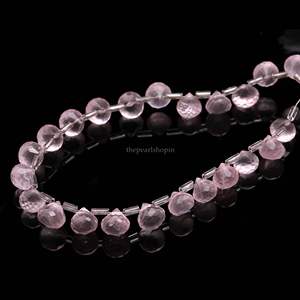 Perles de quartz rose naturel facettées en forme d'oignon 7-9MM, perles de pierre précieuse de quartz rose facettées en forme de goutte pour la fabrication de bijoux et la vente en gros - Product Image 6