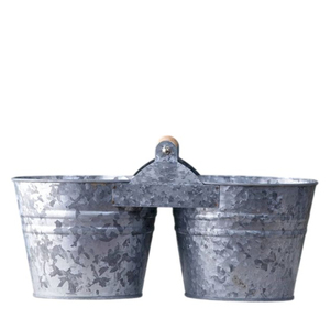 Support de rangement rustique en métal galvanisé pour ustensiles de cuisine avec poignée en bois, 4 compartiments, pour couverts et argenterie – Vente en gros - Product Image 5