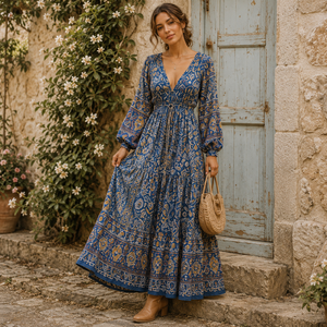 Robe en rayonne tissée de style bohème, légère, respirante et anti-boulochage pour femme - Product Image 1