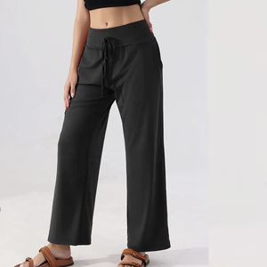 Pantalones acampanados de cintura elástica de cintura alta para mujer, Parte delantera plana, tallas grandes para baile, Pilates, Yoga, actividades de Fitness de verano - Product Image 3