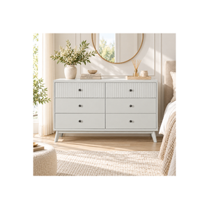 Commode de rangement à 6 tiroirs EVEREST Collection, en bois de pin, dimensions et finitions personnalisées pour les intérieurs de chambre. - Product Image 1